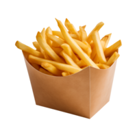 ai generado francés papas fritas en un papel caja aislado en un transparente antecedentes png