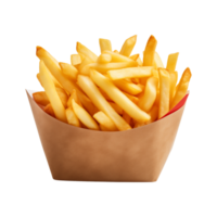 ai généré français frites dans une papier boîte isolé sur une transparent Contexte png