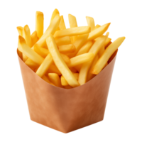 ai generado francés papas fritas en un papel caja aislado en un transparente antecedentes png