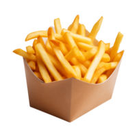 AI generated french fries in a paper box isolated on a transparent background png