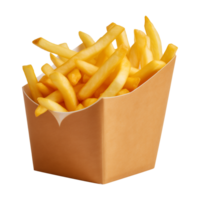 AI generated french fries in a paper box isolated on a transparent background png