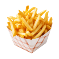 ai generado francés papas fritas en un papel caja aislado en un transparente antecedentes png