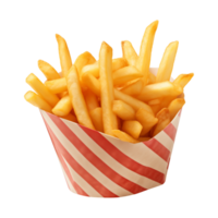 AI generated french fries in a paper box isolated on a transparent background png