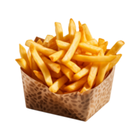 AI generated french fries in a paper box isolated on a transparent background png