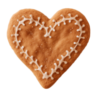 AI generated heart-shaped cookie or biscuit isolated on a transparent background png