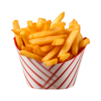 AI generated french fries in a paper box isolated on a transparent background png