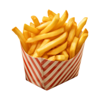 AI generated french fries in a paper box isolated on a transparent background png