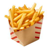 AI generated french fries in a paper box isolated on a transparent background png
