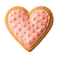 AI generated heart-shaped cookie or biscuit isolated on a transparent background png