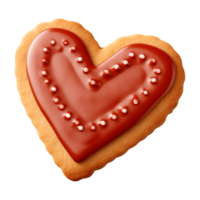 AI generated heart-shaped cookie or biscuit isolated on a transparent background png