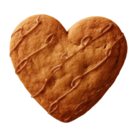 AI generated heart-shaped cookie or biscuit isolated on a transparent background png