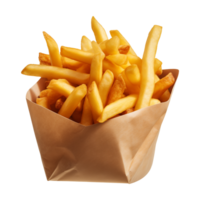 AI generated french fries in a paper box isolated on a transparent background png