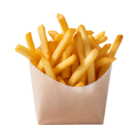 ai généré français frites dans une papier boîte isolé sur une transparent Contexte png