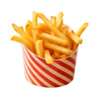 AI generated french fries in a paper box isolated on a transparent background png