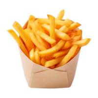 AI generated french fries in a paper box isolated on a transparent background png