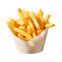 AI generated french fries in a paper box isolated on a transparent background png