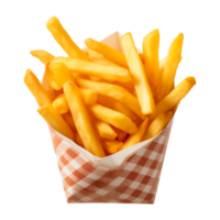 AI generated french fries in a paper box isolated on a transparent background png