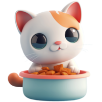 AI generated Cute cat and cat food, 3d design. Suitable for petshop and design elements png