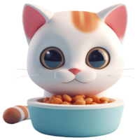 AI generated Cute cat and cat food, 3d design. Suitable for petshop and design elements png