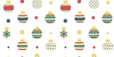 Seamless pattern from Christmas toys with different ornaments. Scandinavian style. vector illustration. Flat design