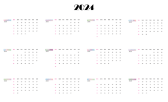 2024 calendar all months together png