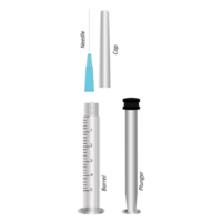 Parts of a syringe.Isolated medical syringe png