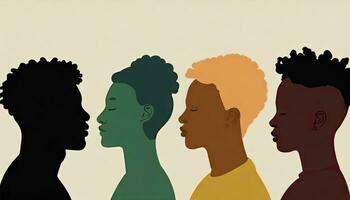 AI generated Profiling a Diverse Ethnic Group of Black African and African American Men and Women, Embracing Identity, Racial Equality, and Justice in Commemoration of Juneteenth Emancipation. photo