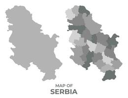 escala de grises vector mapa de serbia con regiones y sencillo plano ilustración