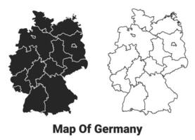 Vector Black map of Germany country with borders of regions