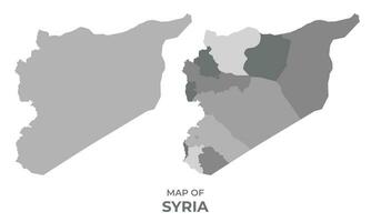 escala de grises vector mapa de Siria con regiones y sencillo plano ilustración