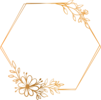 luxe goud zeshoek bloemen kader voor bruiloft of verloving uitnodiging png