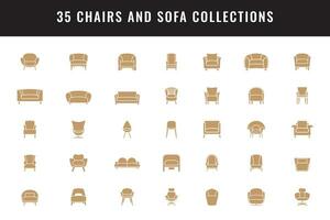 set of chair and sofa icon vector