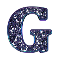 Dark iridescent alphabet png