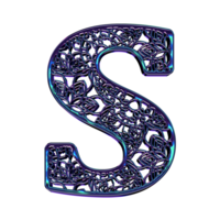 Dark iridescent alphabet png