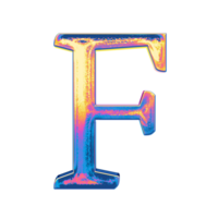 Gradient holographic alphabet png