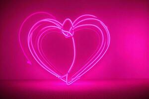 AI generated Neon heart with a glow. Valentines Day. Mother's Day anniversary. Pro Photo