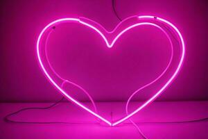 AI generated Neon heart with a glow. Valentines Day. Mother's Day anniversary. Pro Photo