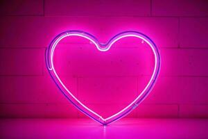 AI generated Neon heart with a glow. Valentines Day. Mother's Day anniversary. Pro Photo