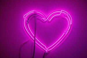 AI generated Neon heart with a glow. Valentines Day. Mother's Day anniversary. Pro Photo