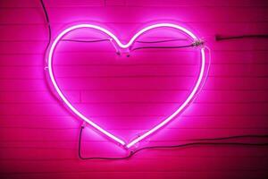 AI generated Neon heart with a glow. Valentines Day. Mother's Day anniversary. Pro Photo