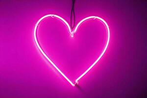 AI generated Neon heart with a glow. Valentines Day. Mother's Day anniversary. Pro Photo