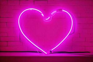 AI generated Neon heart with a glow. Valentines Day. Mother's Day anniversary. Pro Photo