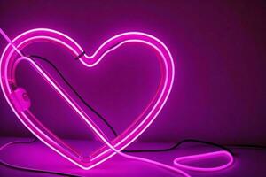 AI generated Neon heart with a glow. Valentines Day. Mother's Day anniversary. Pro Photo