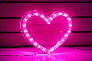 AI generated Neon heart with a glow. Valentines Day. Mother's Day anniversary. Pro Photo