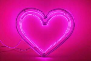 AI generated Neon heart with a glow. Valentines Day. Mother's Day anniversary. Pro Photo