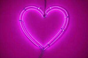 AI generated Neon heart with a glow. Valentines Day. Mother's Day anniversary. Pro Photo