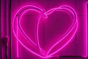 AI generated Neon heart with a glow. Valentines Day. Mother's Day anniversary. Pro Photo