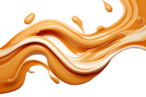 ai généré éclaboussure de fondu caramel sauce isolé sur transparent Contexte. marron caramel au beurre vague éclabousser avec gouttelettes. savoureux confiserie png