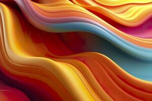AI generated Abstract 3D Render. Colorful Background Design with Soft, Wavy Waves. Modern Abstract Wave Background. AI Generative photo