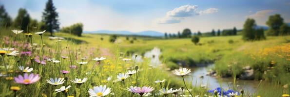 AI generated Idyllic Meadow on summer. AI Generated photo